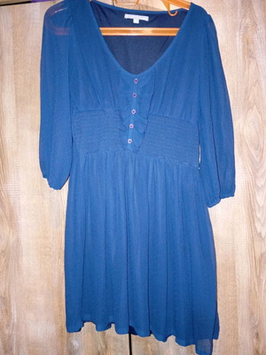 Dark blue short dress with 3/4 sleeve like new, size L