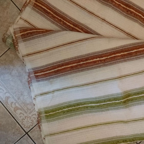 Traditional handwoven fabric loom new, terracotta and green