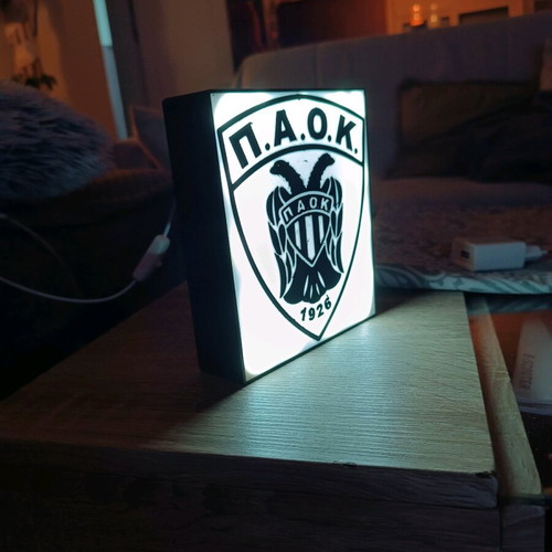 Light box PAOK new with emblem 14.5x12.5 cm