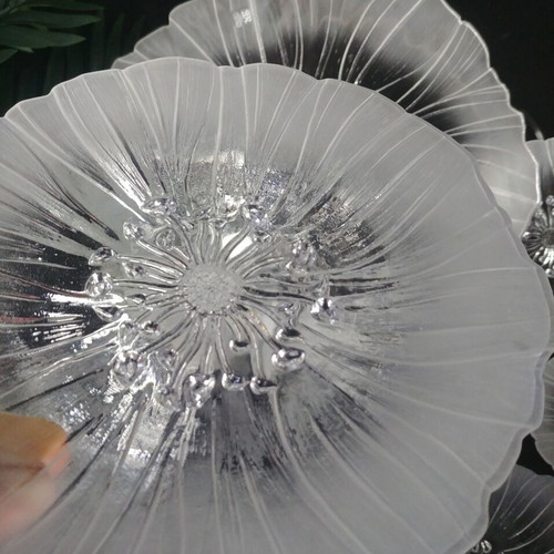 Maleras "Wind Flower" pasta set used, lead crystal by Mats Jonasson 80s