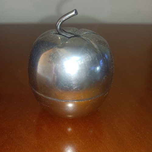 Vintage silver plate apple and pear containers, set of 2