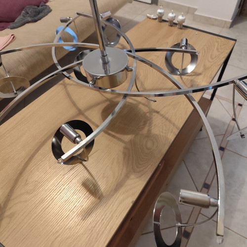 Inox ceiling lights set of 2 used, G9 bulbs
