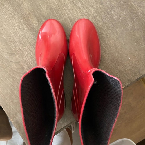 Red galoshes like new, size 36, unworn