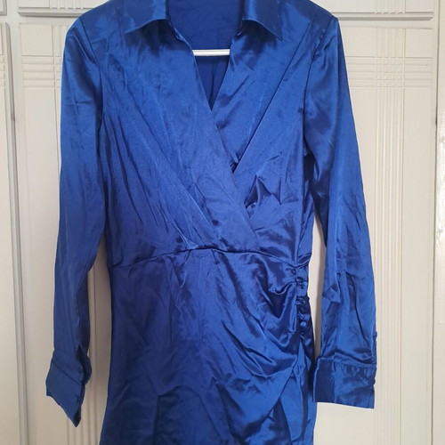 Satin blue dress new, mini, size XS
