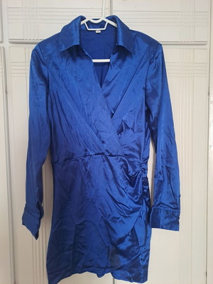 Satin blue dress new, mini, size XS
