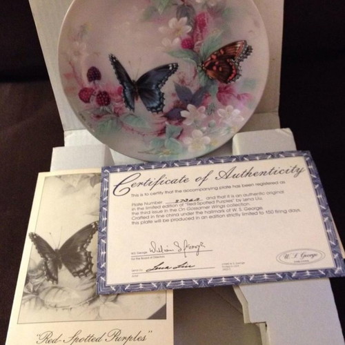 Decorative plate Bradex W.S.George "On Gossamer Wings" Lena Liu 1988-1989 new