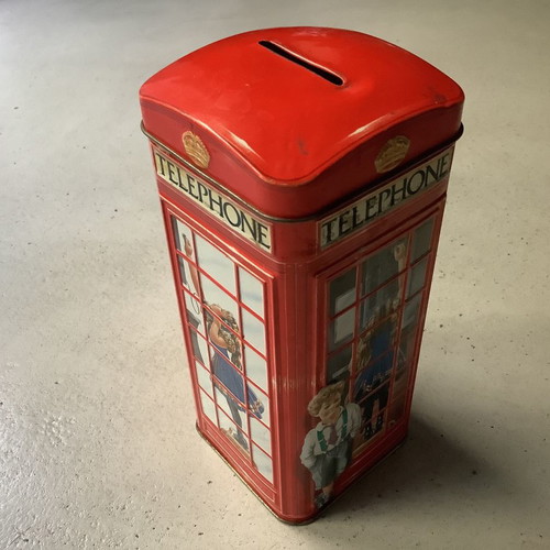 Vintage money box used, telephone kiosk design