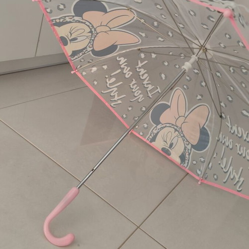 Minnie Disney Kids Umbrella like new, pink, transparent top