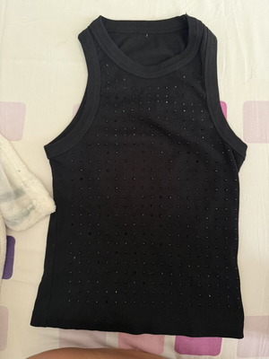 Black top with rhinestones like new, size S