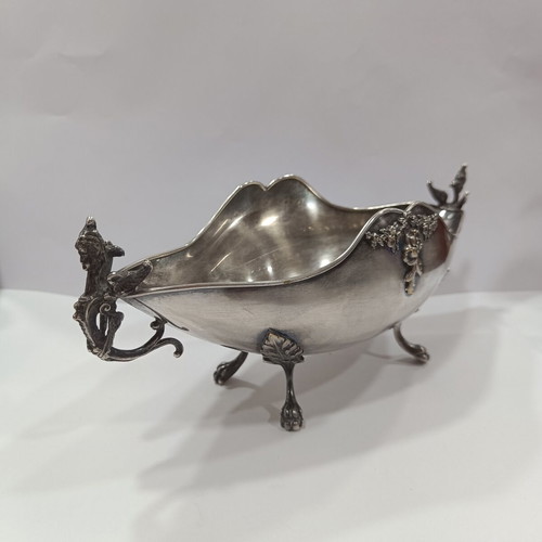 Vintage Soviet Silver-Plated Coupe Navette by Moscow Jewelry Factory 1971