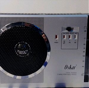 Φοριτό ραδιόφωνο FM AM  Oskar 6W μεγάλο ηχείο με  ρεύμα AC 220v και μπαταρίες ΑΑ και 9v