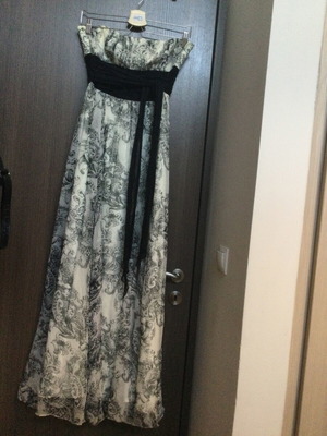 Strapless maxi dress BCBG Maxazria like new, white and gray