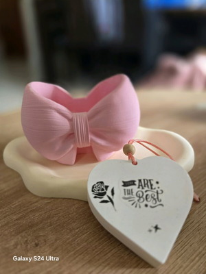 Small Gestures of Love made to order, pink bow with white heart