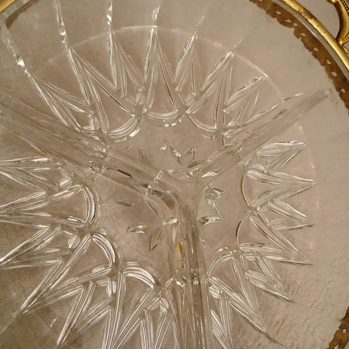 Vintage ornevier glass platter with 3 compartments