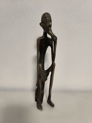 Vintage African Bronze Statue The Thinker 26 cm