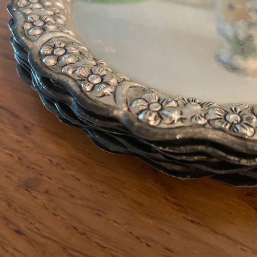 Gianniotika silver-plated plates used, pack of 20, handmade carving