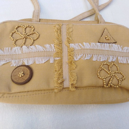 Boho shoulder bag beige like new with fringes