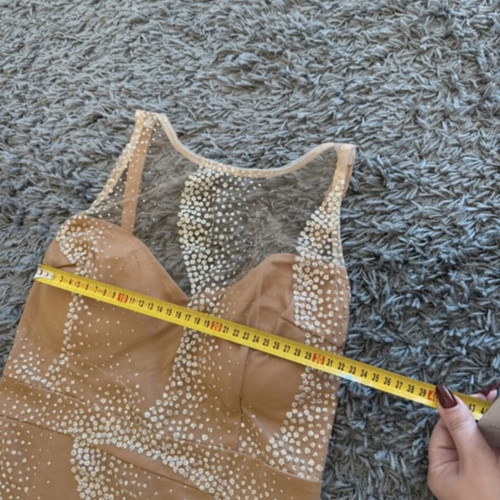 Handmade evening dress by Eirini Makkou, beige, size S/M
