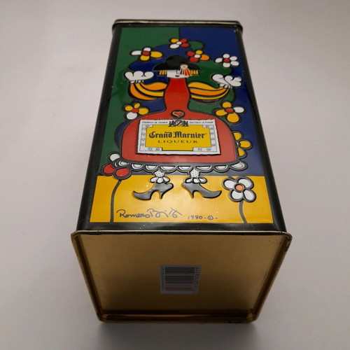 Collectible metal Grand Marnier tin box Limited Edition 1990 Romero Britto like new