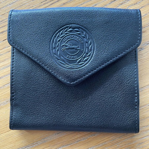 Longchamp leather wallet new, black with coin and bill compartments
