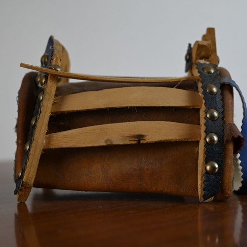 Traditional wooden albarda miniature used, handmade folk art