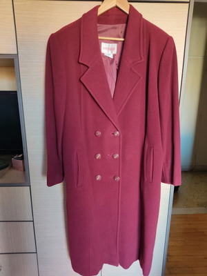 Παλτό γυναικείο ολόμαλλο μπορντό σαν καινούργιο, μέγεθος XL