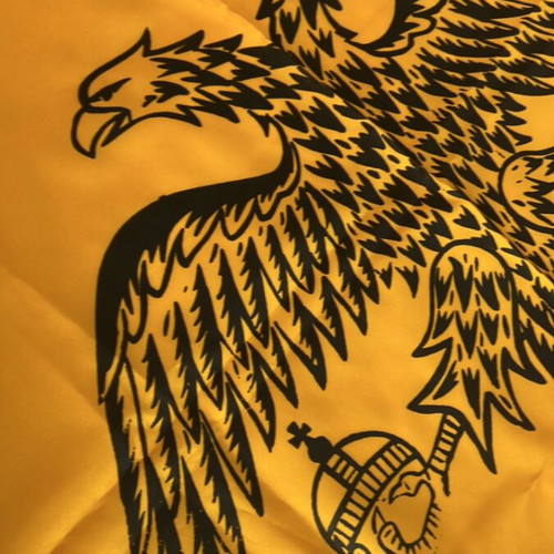 Byzantine flag 87 x 128 cm like new, yellow with double-headed eagle