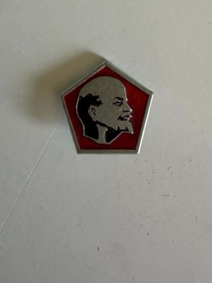Soviet Lenin Pin vintage, used, red enamel pentagon