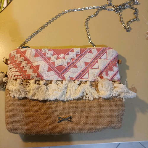 Achilleas Accessories boho style straw clutch bag new