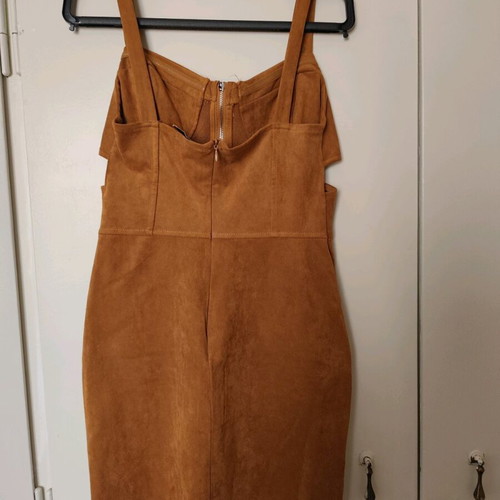 Bershka mini dress with cut-outs in tan faux suede, size XS like new