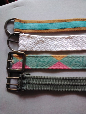 Belts used, pack of 4, white and beige