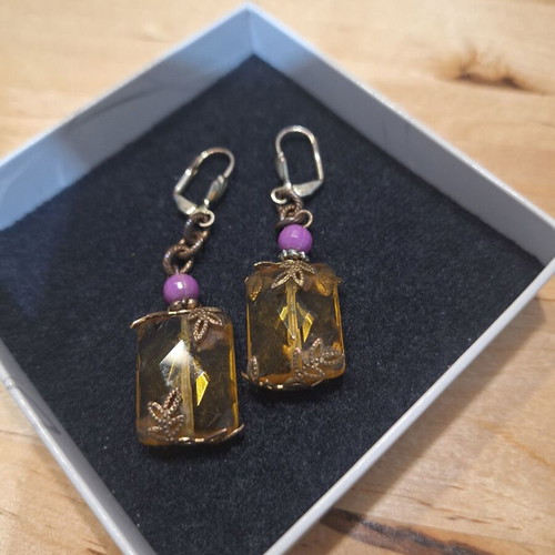 Faux Victorian Style Drop Earrings used, gold color