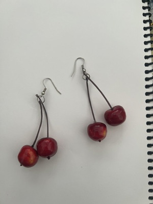 Handmade Cherry Earrings new, red, summer accessory