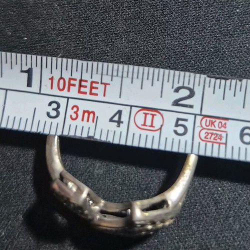 Silver 925 Iris ring with double heart and zircon, like new, size 19