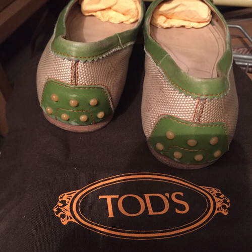 Tod's two-tone ballerina shoes used, leather and fabric, size 40