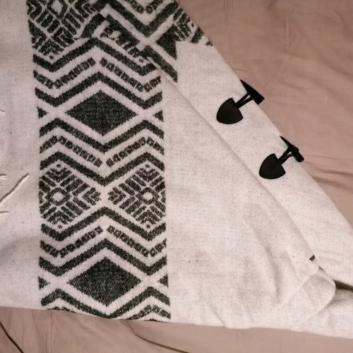Funky Buddha women's poncho like new, white and grey