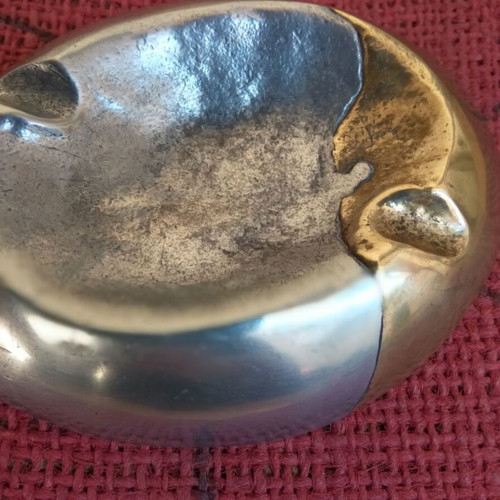 Vintage Brutalist Silver-Plated Ashtray Arte3 1980 Spain