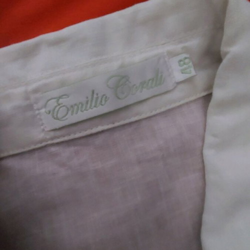 White linen dress like new, size XL, short sleeves with hidden buttons and pockets