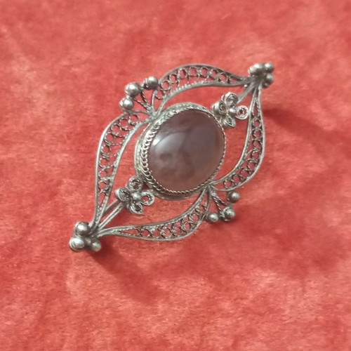 Silver pin 925 with smoky quartz like new