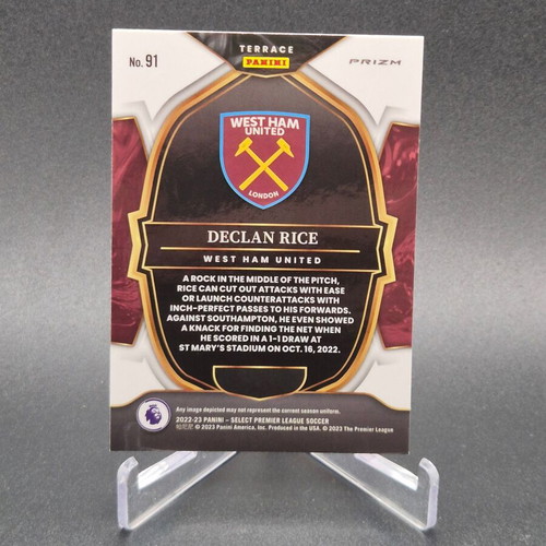 2022 Panini Select Premier League Terrace Pink Ice Prizm Declan Rice #91 card