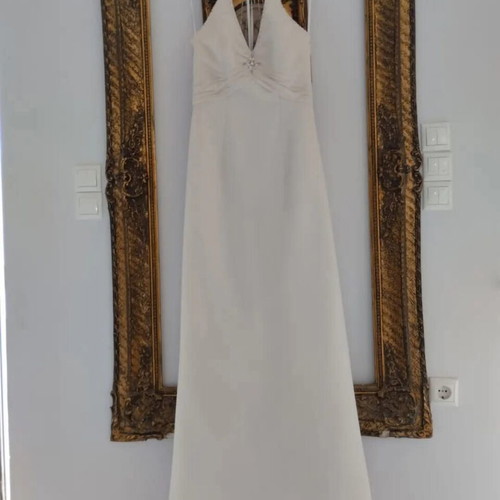 Wedding dress size 36, like new, open back, beige