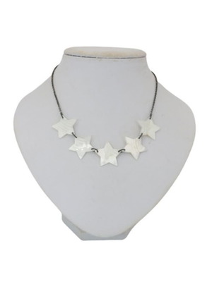 Silver necklace with mother-of-pearl stars new