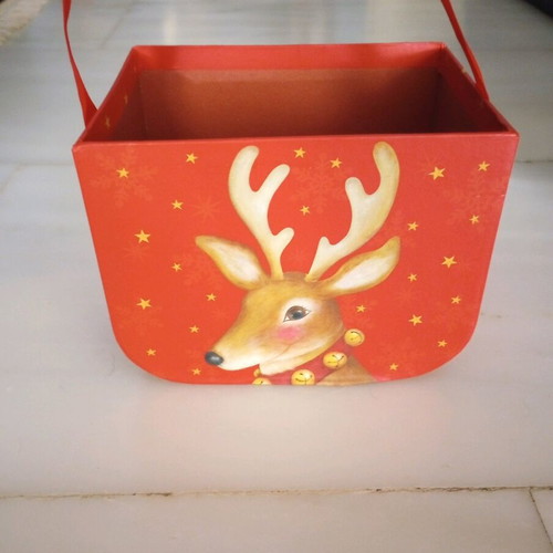 Christmas basket new made of pressed paper with ribbon
