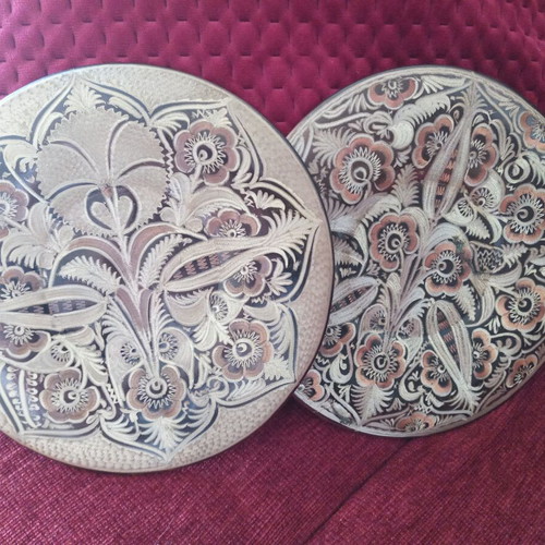 Copper wall decorations like new, set of 4 pieces