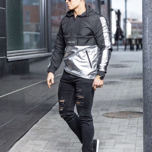 Mister Tee Reflective Windbreaker new, silver, sizes S M XL