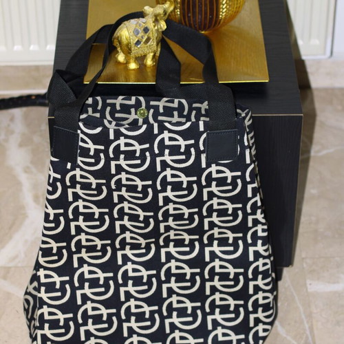Handmade shoulder shopping bags new, in black and beige