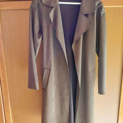 Faux Suede Trench Coat Zara used, khaki, size M