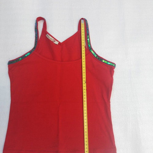 Red elastic top with sequined straps like new