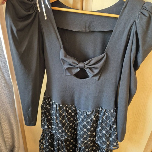Vintage dress ’80s with sequins and lace black L like new
