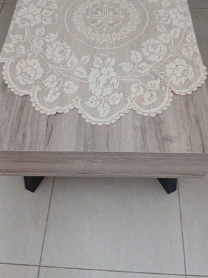 Handmade crochet set of two small round tablecloths 85x98 cm each, new